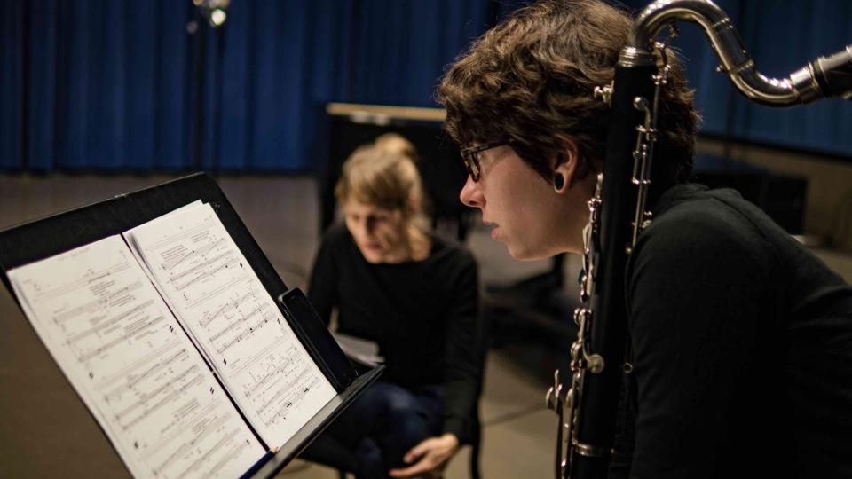 Madison the clarinetist with me rehearsing